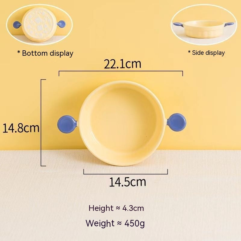 Cream Color Binaural Ceramic Ovenware