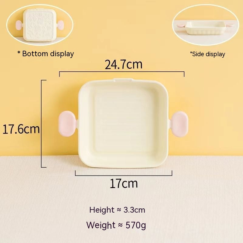 Cream Color Binaural Ceramic Ovenware