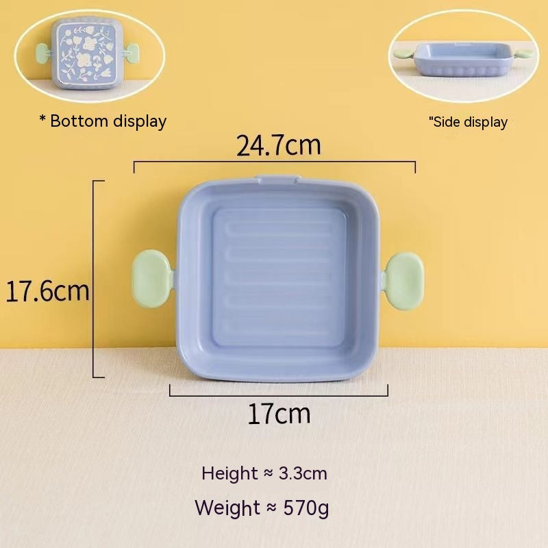 Cream Color Binaural Ceramic Ovenware