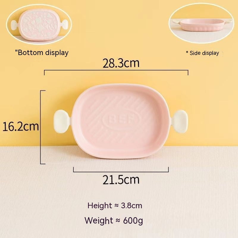 Cream Color Binaural Ceramic Ovenware