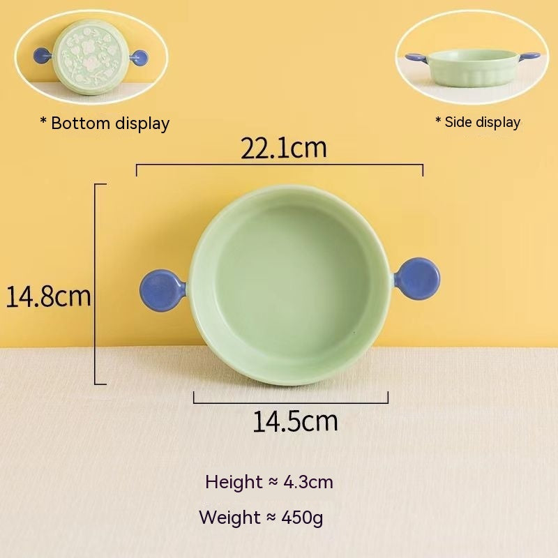 Cream Color Binaural Ceramic Ovenware