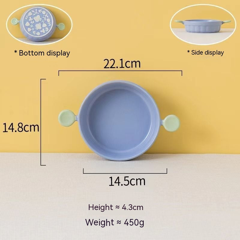 Cream Color Binaural Ceramic Ovenware