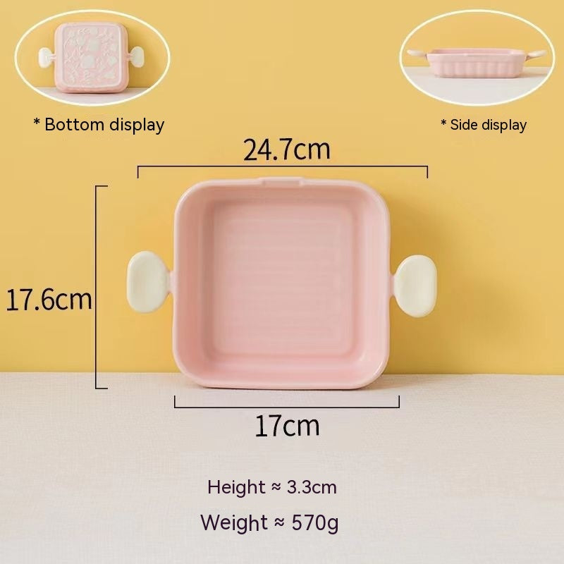 Cream Color Binaural Ceramic Ovenware