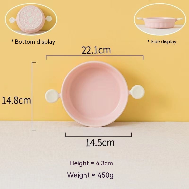 Cream Color Binaural Ceramic Ovenware