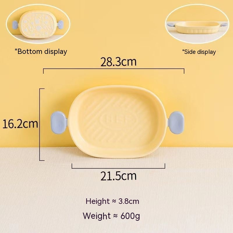 Cream Color Binaural Ceramic Ovenware